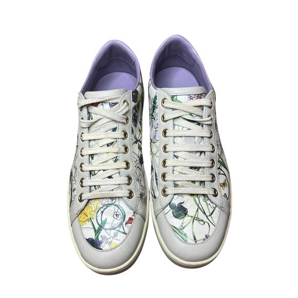Gucci Flora Infinity Leather Low Top Sneakers Floral with Butterfly EU 38 US 8 - Picture 6 of 14